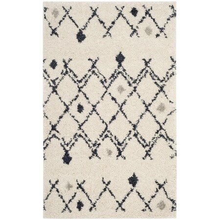 Safavieh Berber Shag Accent Area Rug, Cream and Navy - 3 x 5 ft. BER164D-3